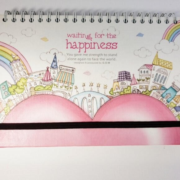 Pink Happiness Spiral Notebook With Cityscape Design - Picture 7 of 7